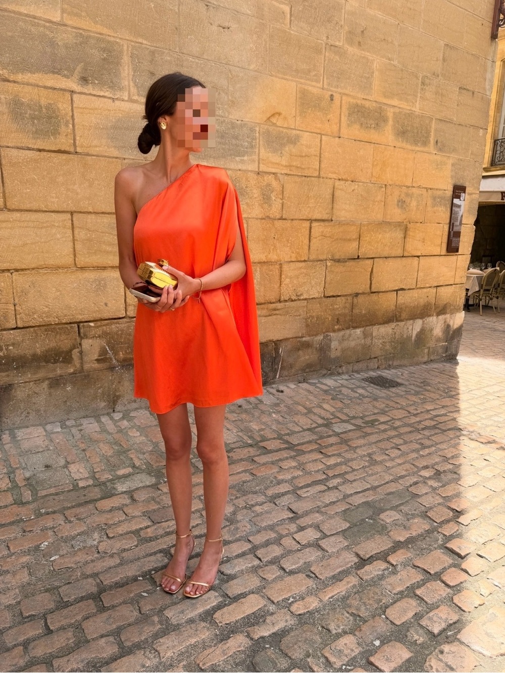 One-Shoulder Mini Dress in Vibrant Orange